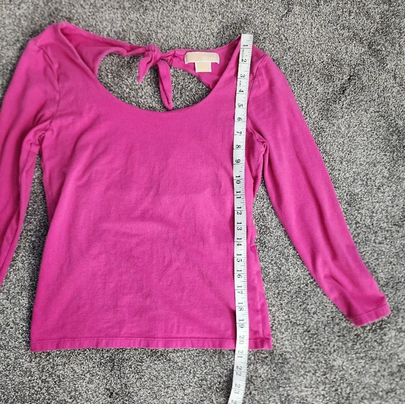 Michael Michael Kors Medium Pink Bow Open Back Spring Longsleeve Blouse - Picture 7 of 9